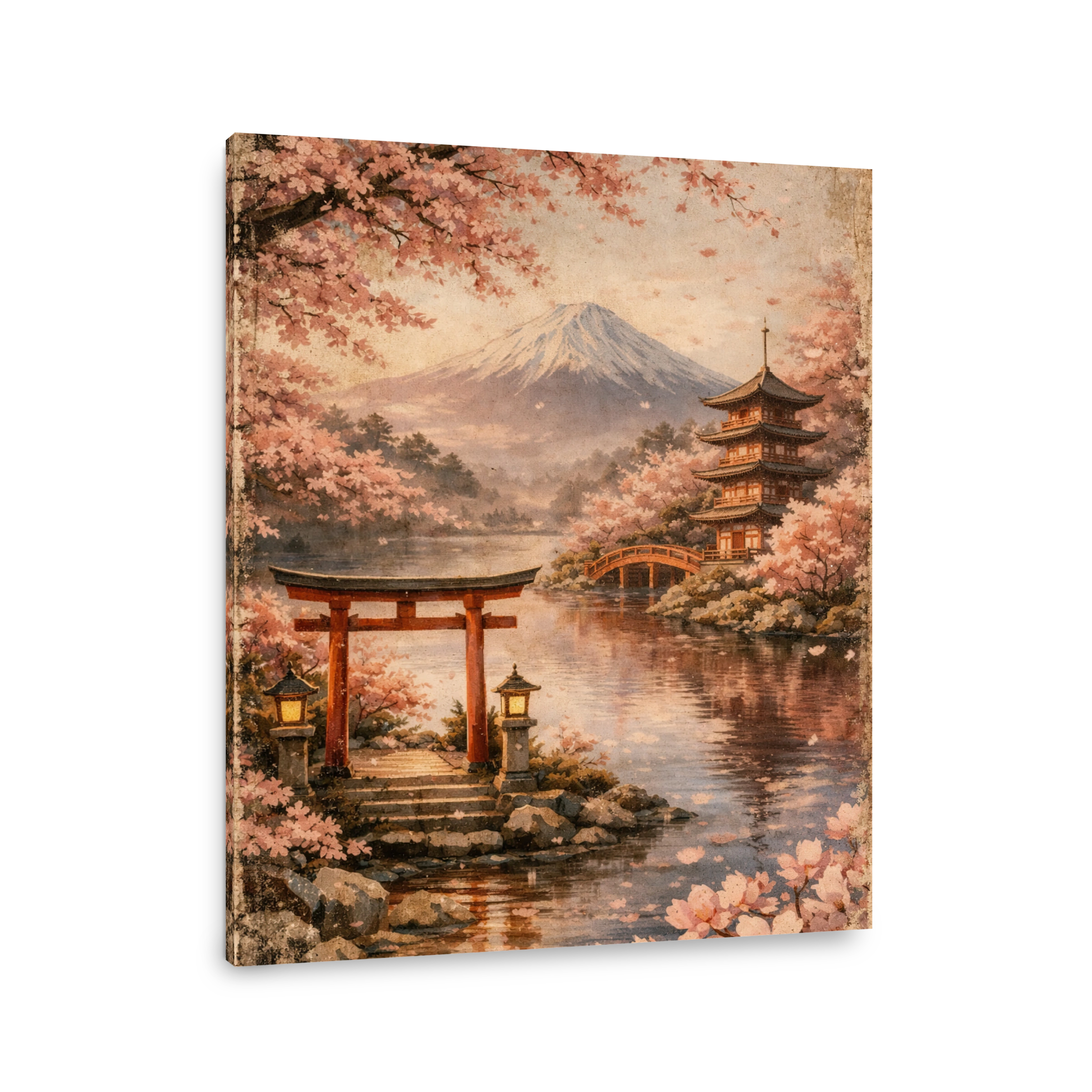 Serene Mount Fuji and Pagoda Landscape