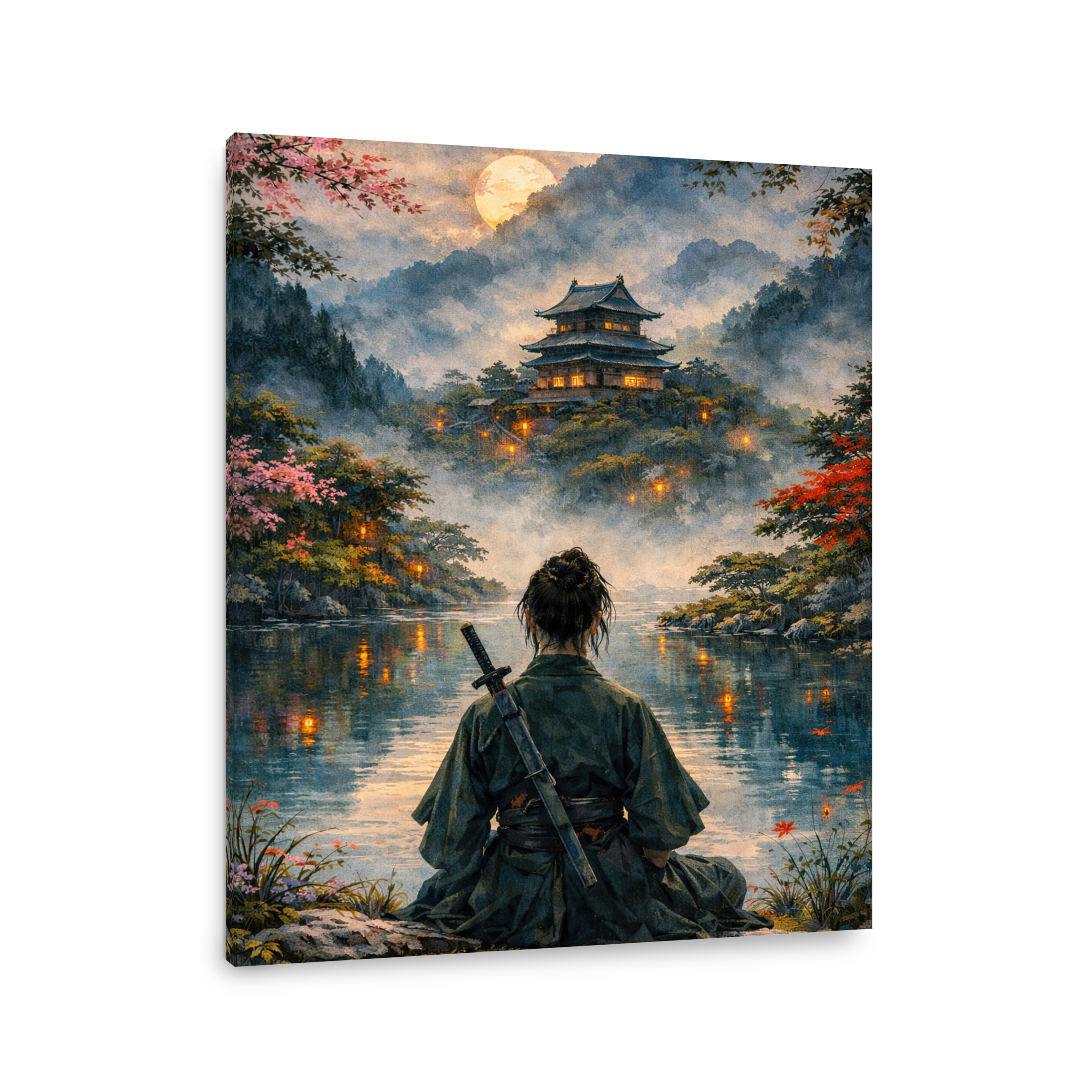 Samurai Warrior by Serene Japanese Temple