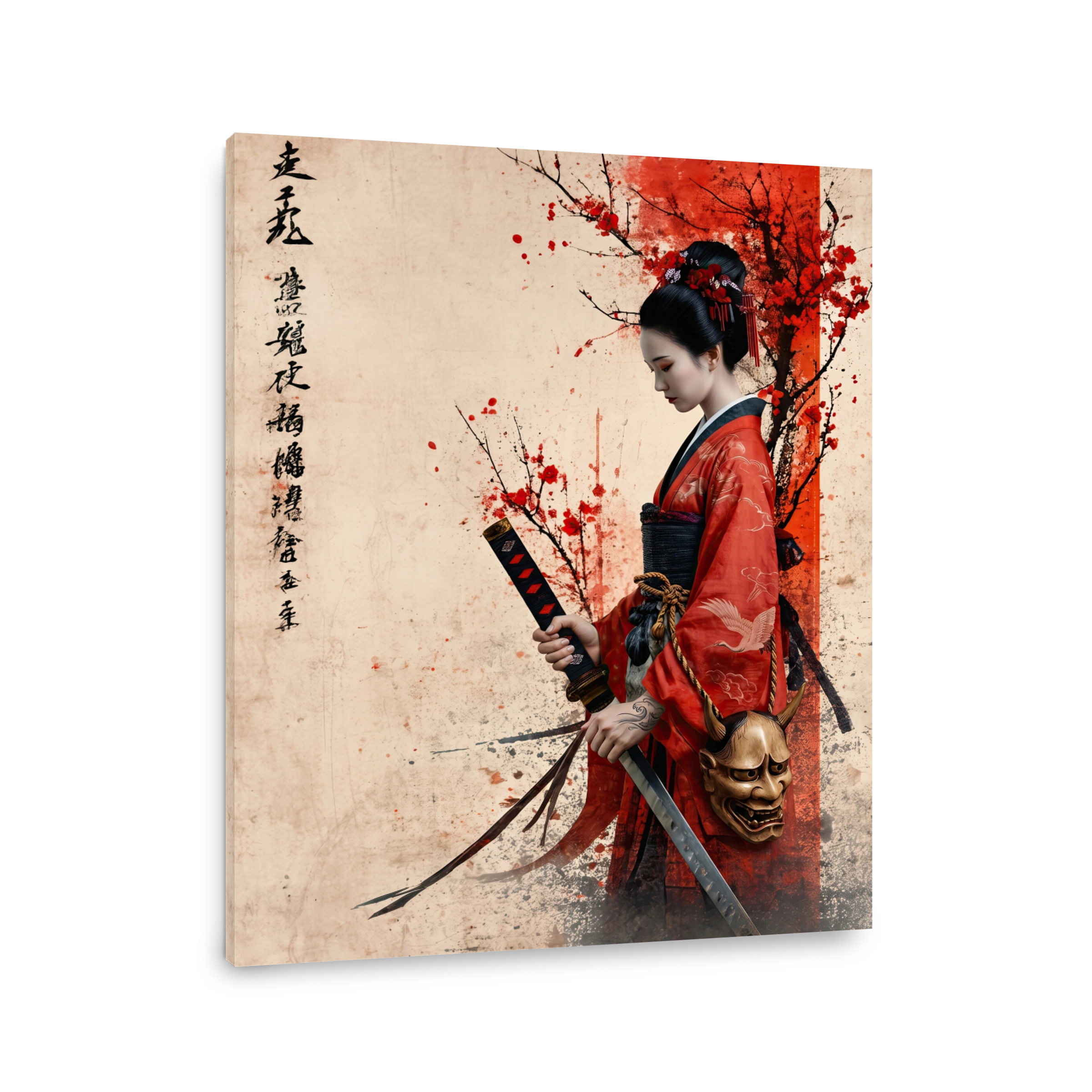 Geisha with Katana and Mask