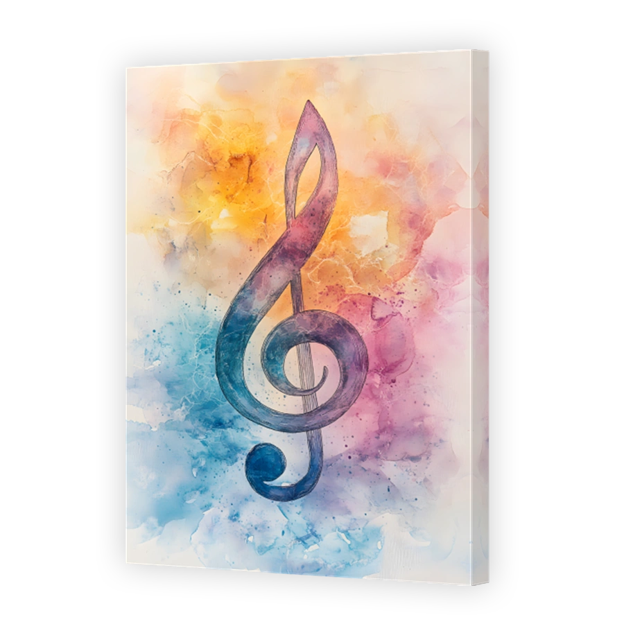 Vibrant Watercolour Treble Clef Art