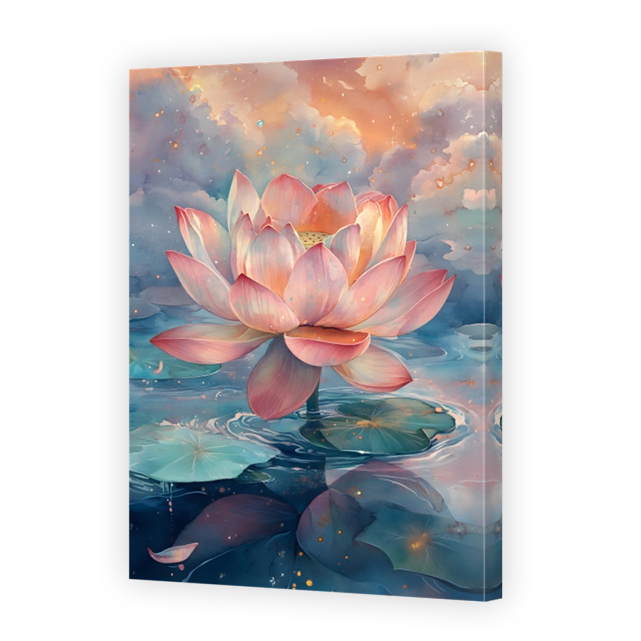 Dreamy Lotus Flower Watercolour Art