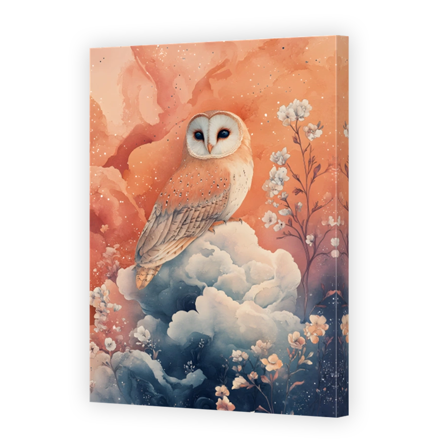 Dreamy Barn Owl Amongst Clouds