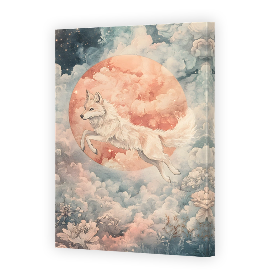 Dreamy White Wolf Amongst Clouds