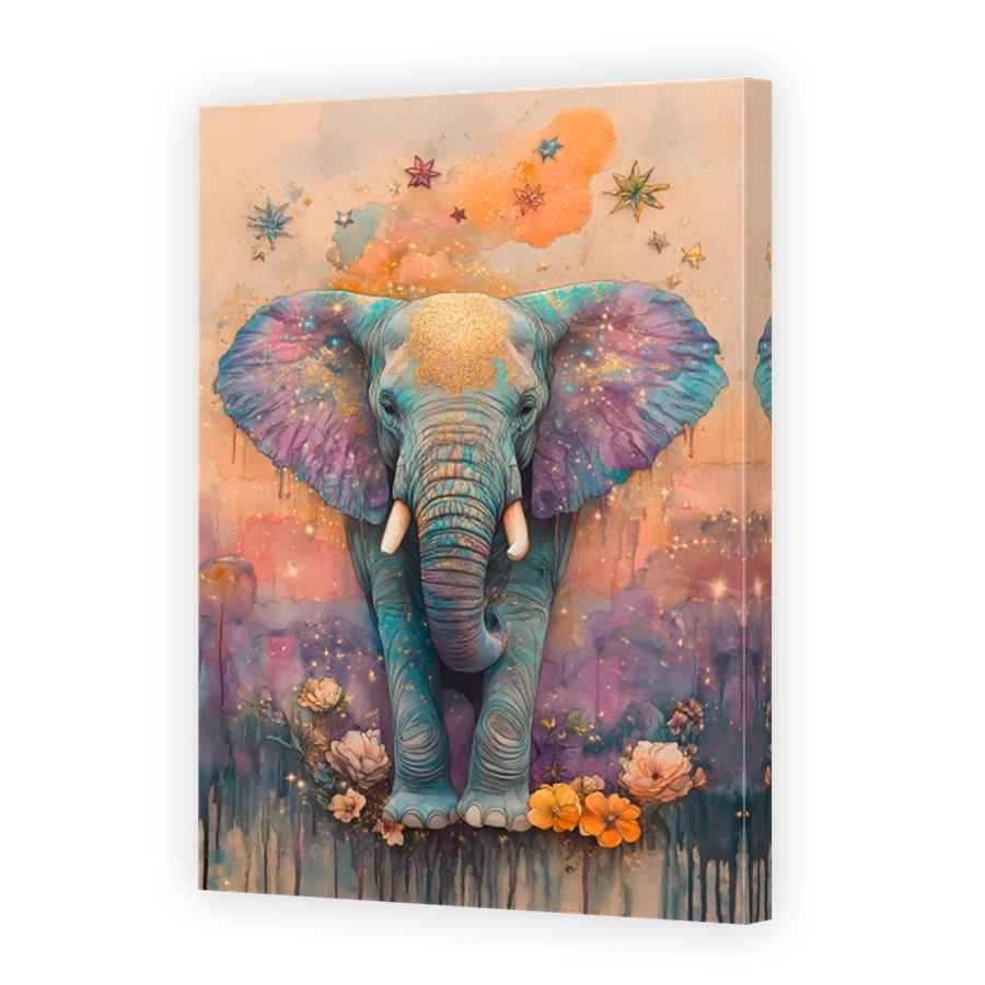 Whimsical Elephant with Starry Aura