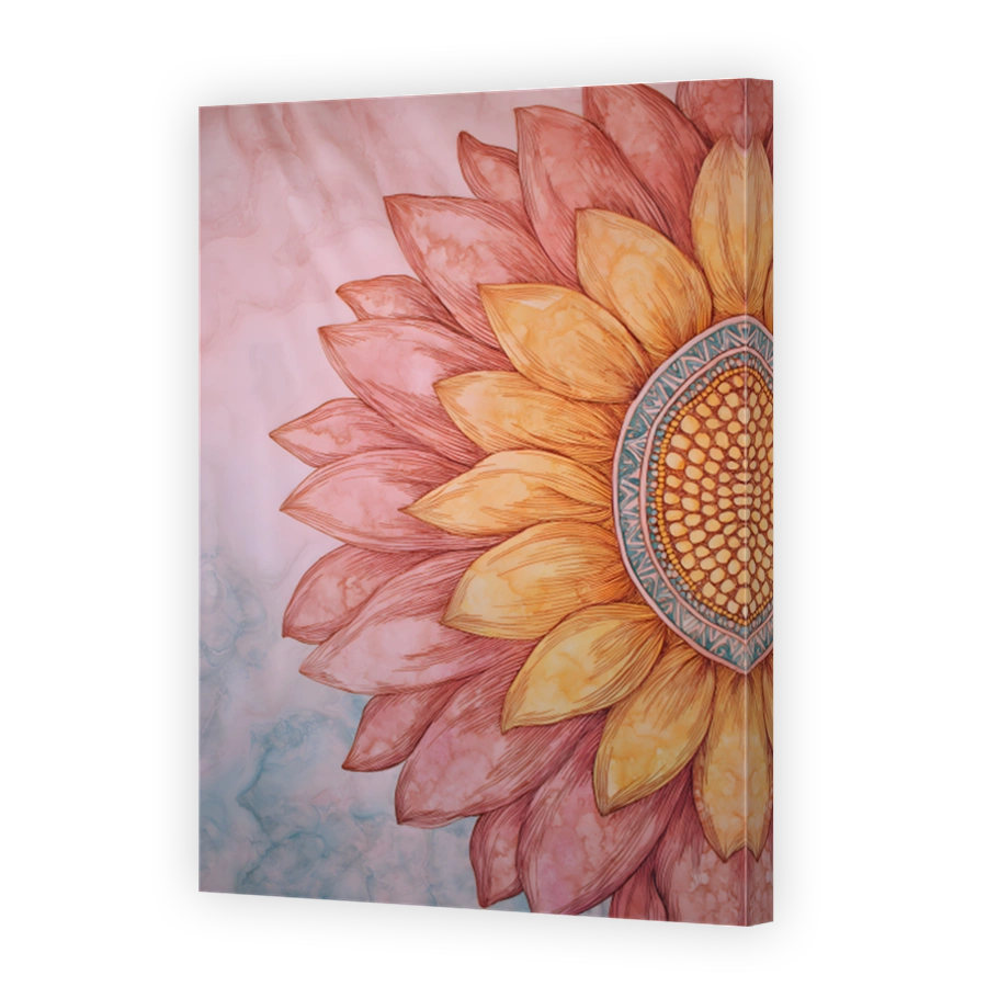 Vibrant Ink Painted Sunflower Art