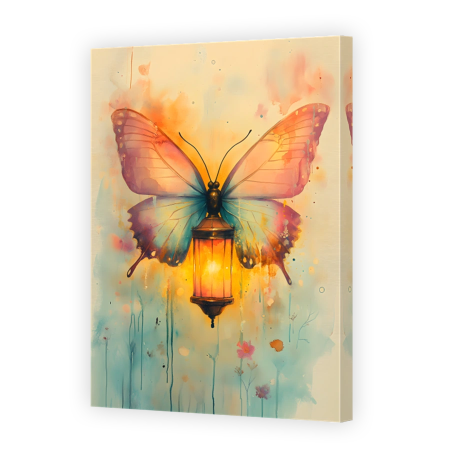 Whimsical Butterfly Lantern Watercolour Art