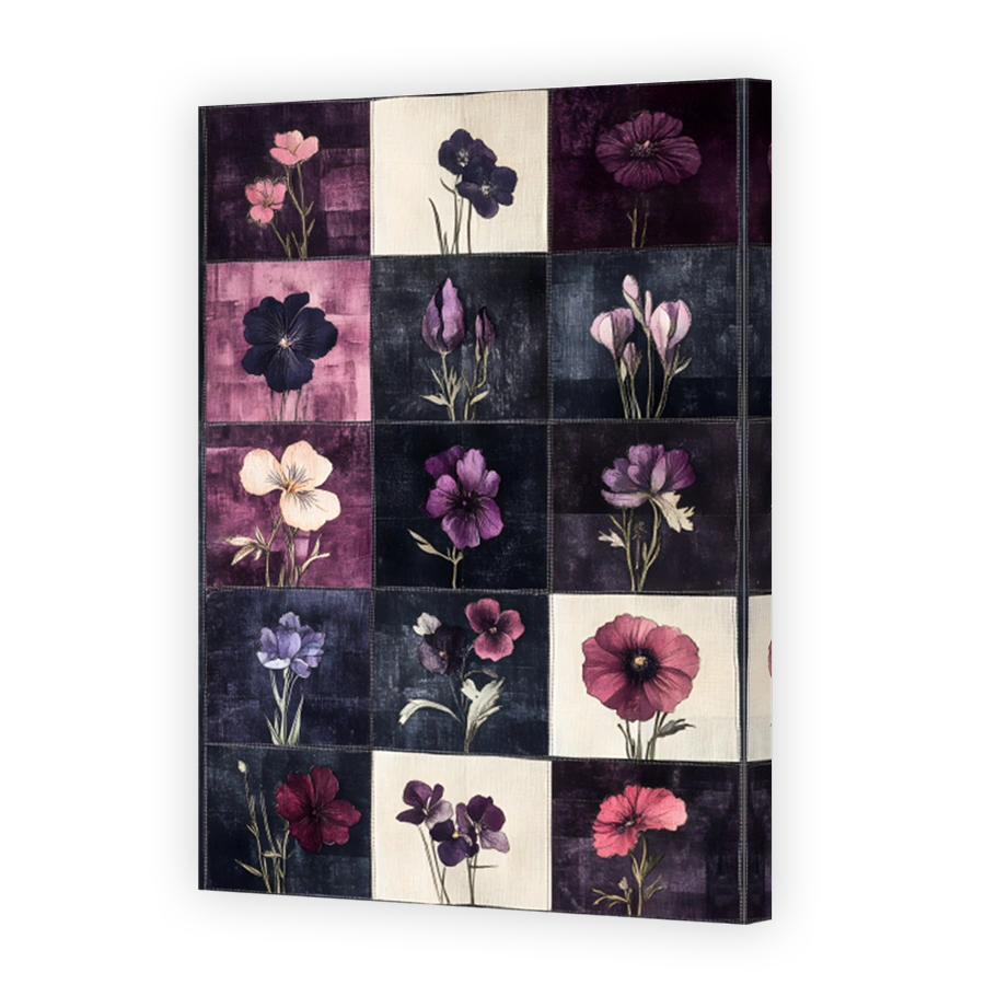 Patchwork Floral Textile Art