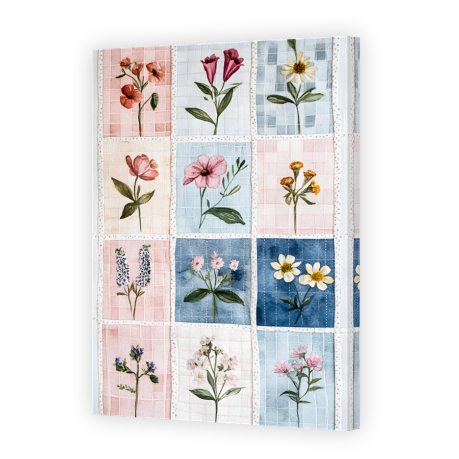 Watercolour Floral Patchwork Art