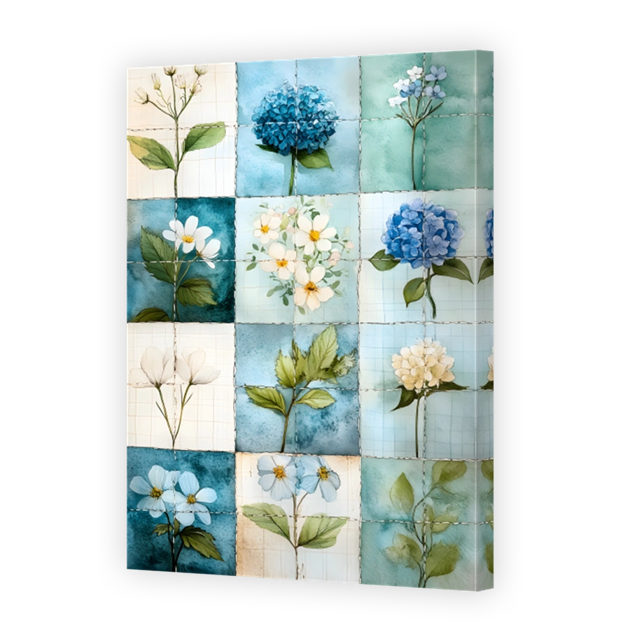 Watercolour Floral Patchwork Art
