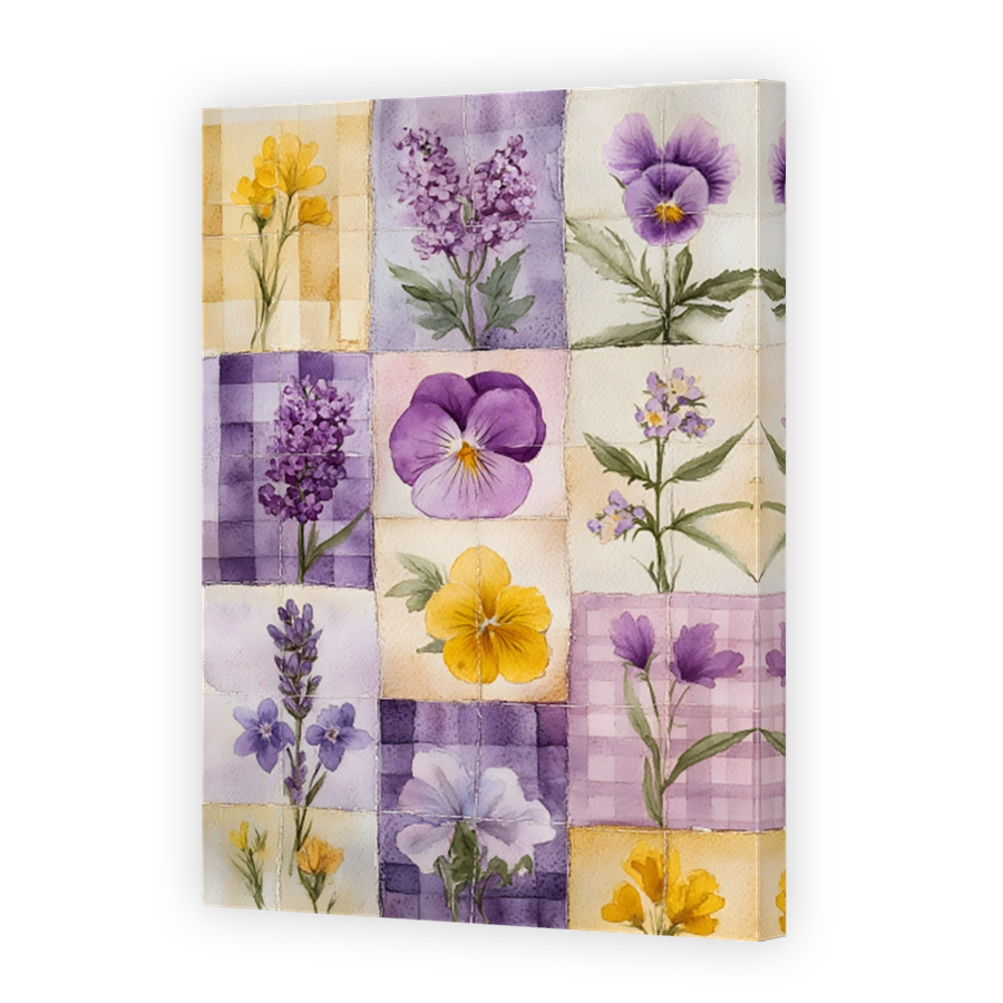 Watercolour Floral Patchwork Art