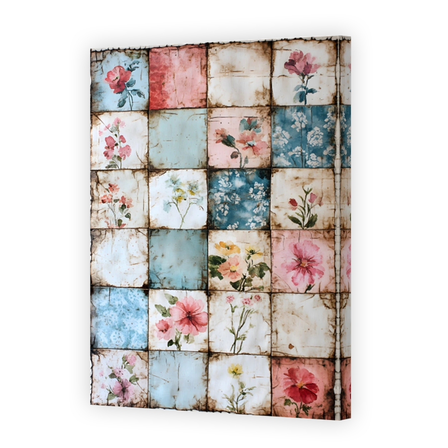 Vintage Floral Watercolour Tiles Artwork
