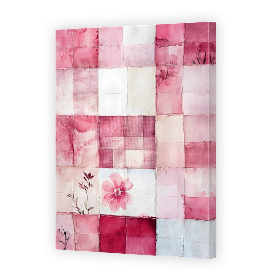 Gentle Floral Watercolour Patchwork Art