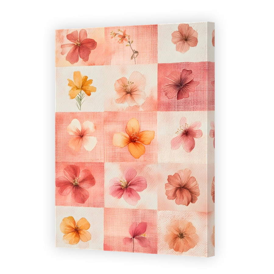 Watercolour Floral Patchwork Art