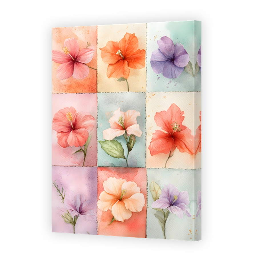Watercolour Hibiscus Flower Patchwork