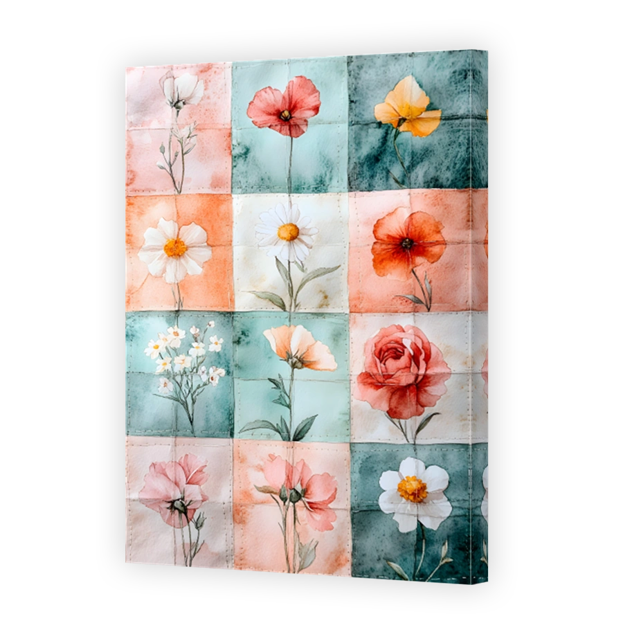 Watercolour Floral Patchwork Art