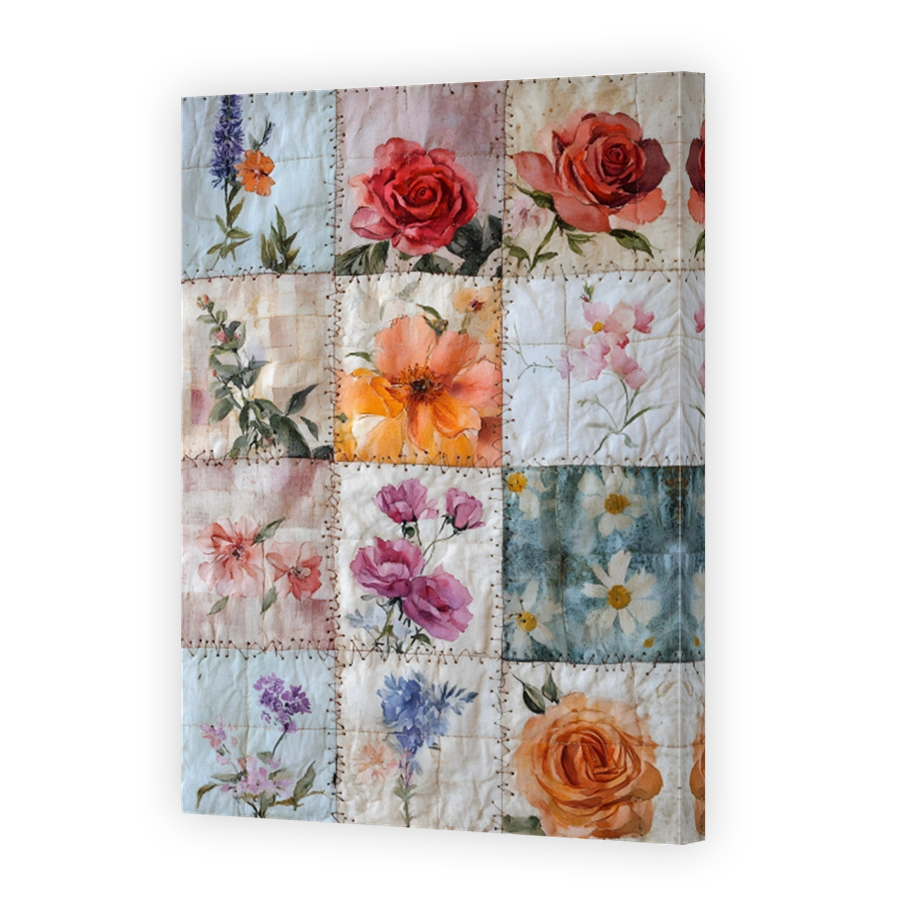 Watercolour Floral Patchwork Art