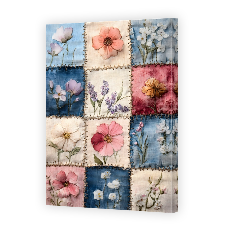 Floral Patchwork Fabric Painting