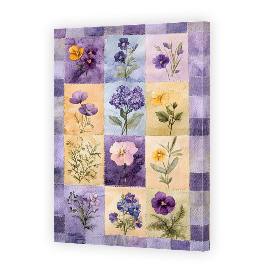 Watercolour Floral Patchwork Art