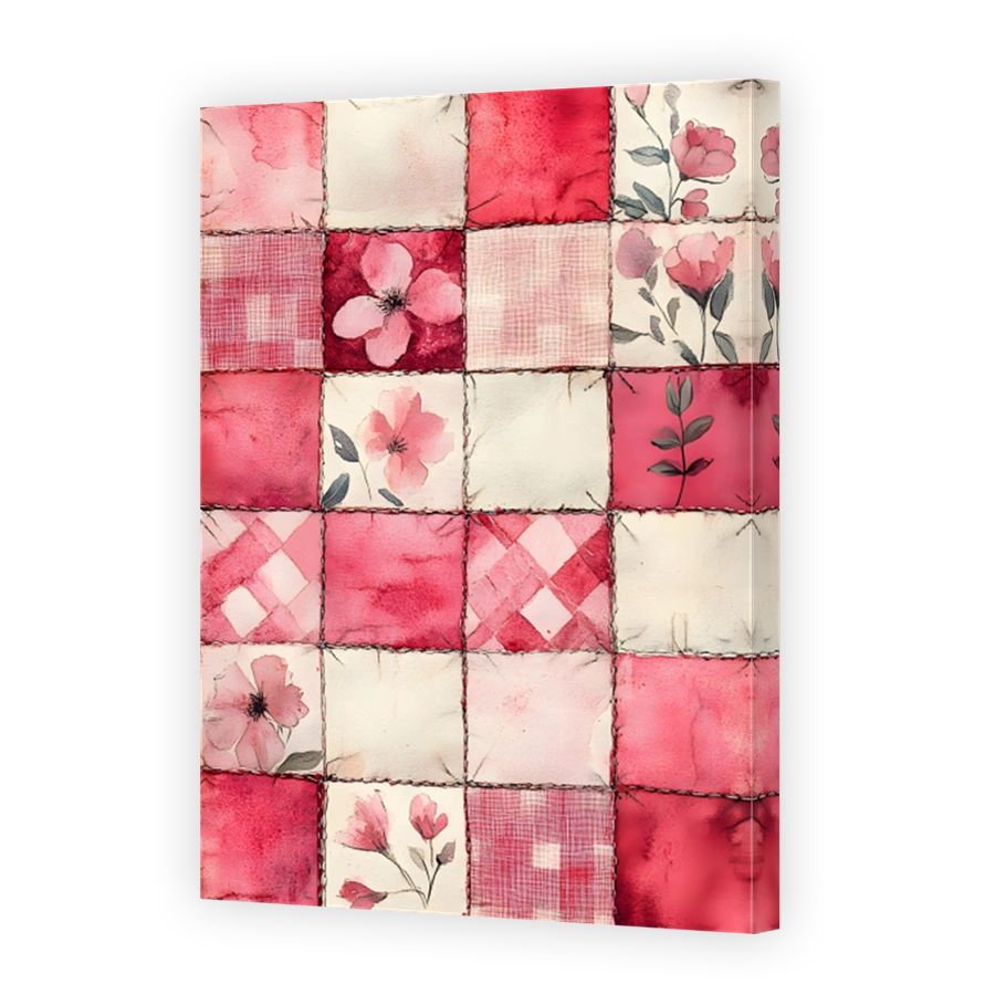 Whimsical Floral Patchwork Watercolour Art