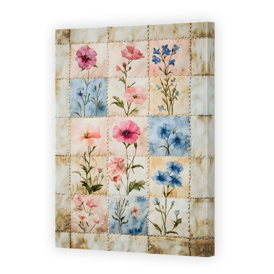 Watercolour Floral Patchwork Art