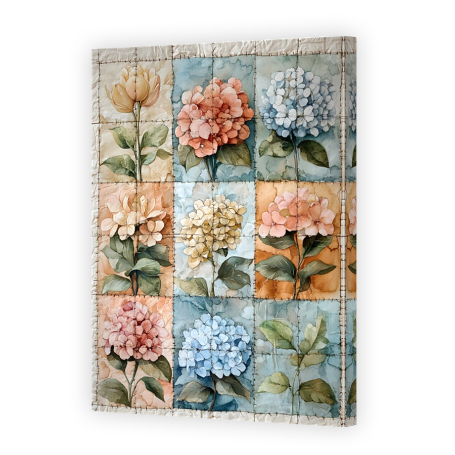 Watercolour Floral Patchwork Art