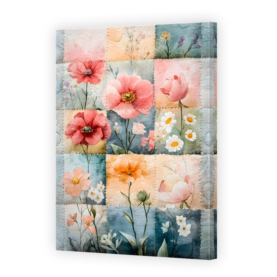 Watercolour Floral Patchwork Art
