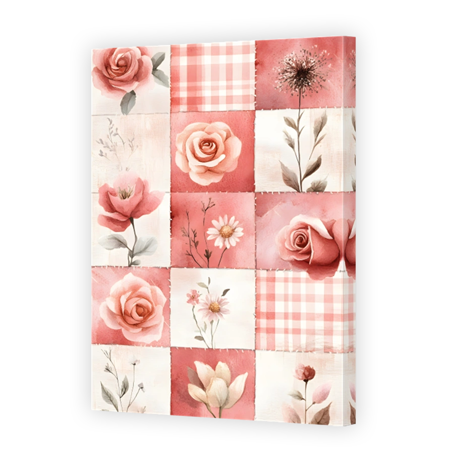 Watercolour Floral Patchwork Art