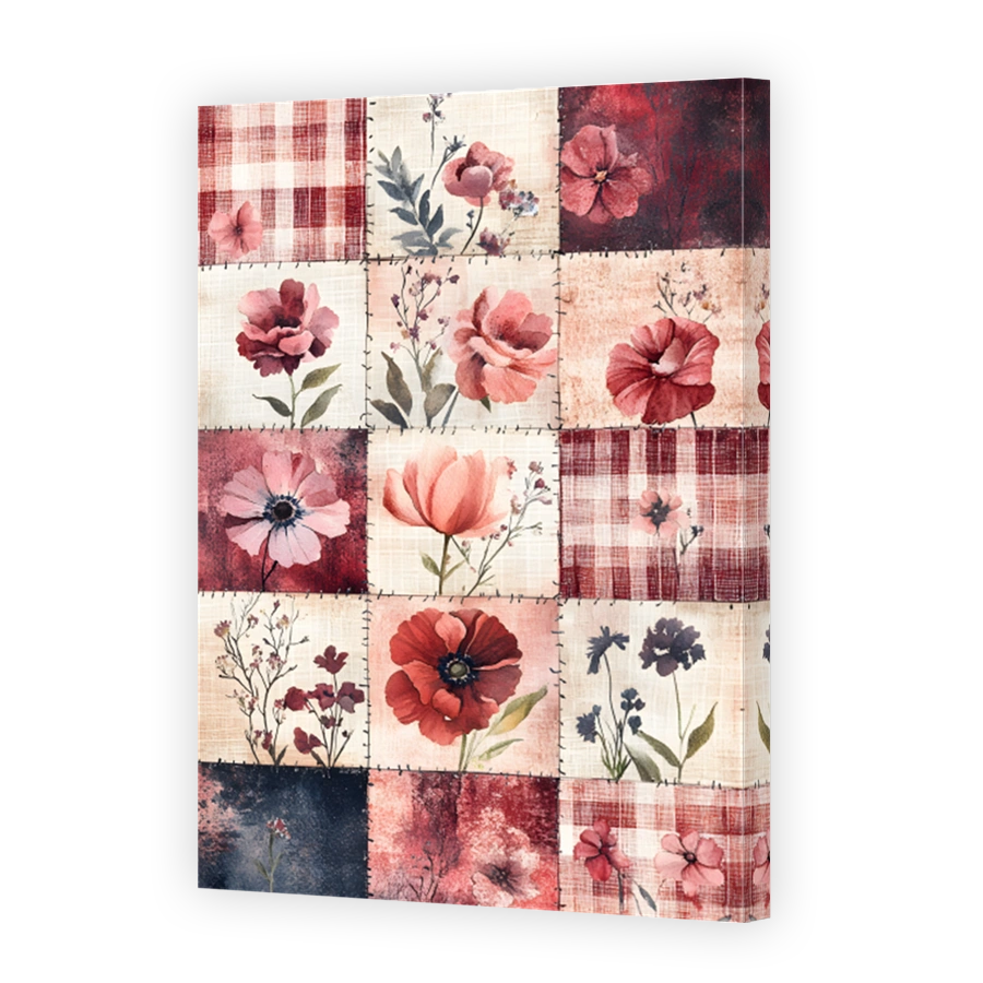 Romantic Floral Patchwork Art