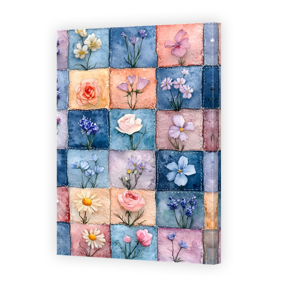 Patchwork Floral Watercolour Art