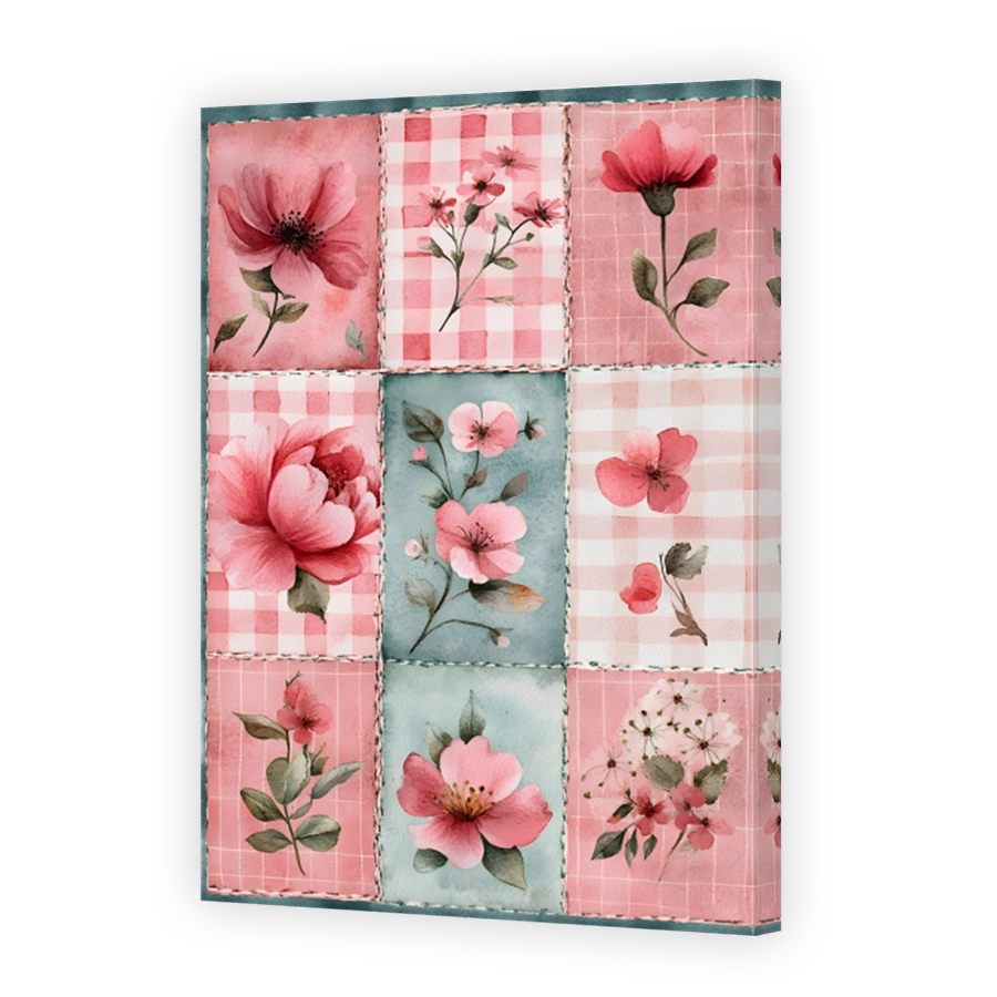 Whimsical Floral Patchwork Watercolour Art