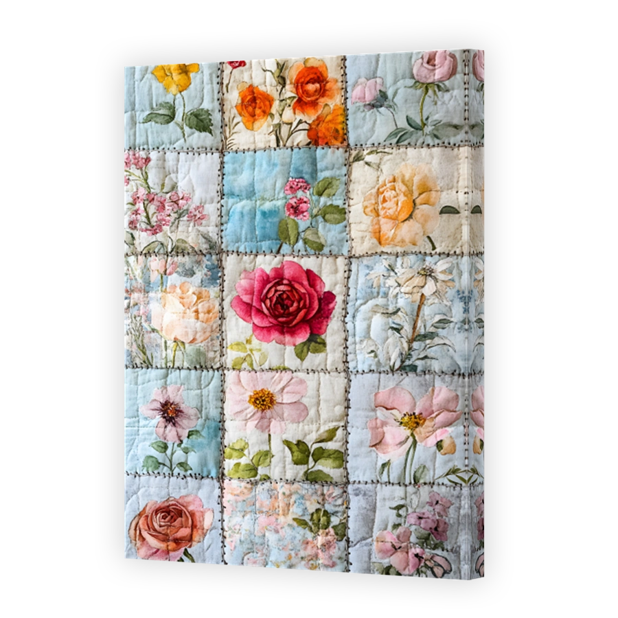 Floral Patchwork Fabric Art