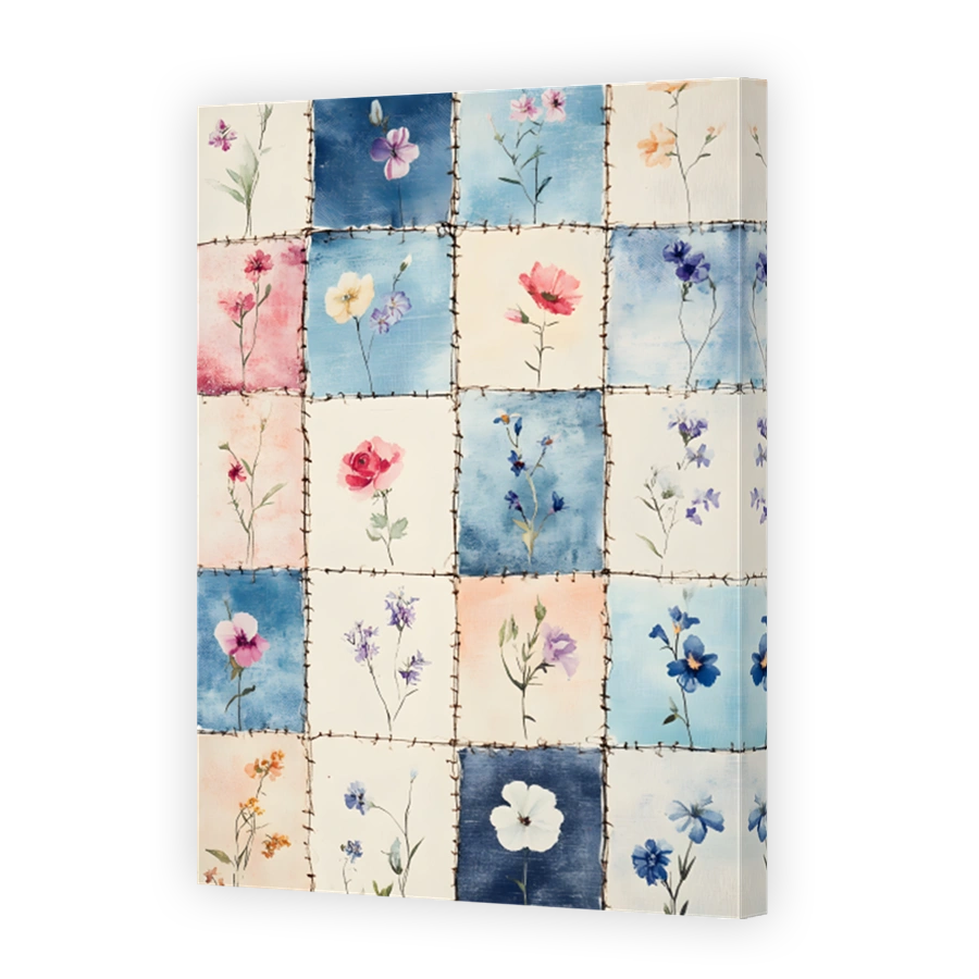 Delicate Floral Patchwork Canvas Art