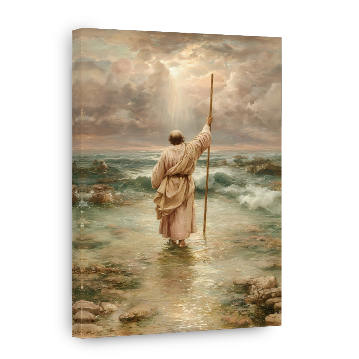 Man with Staff in Water