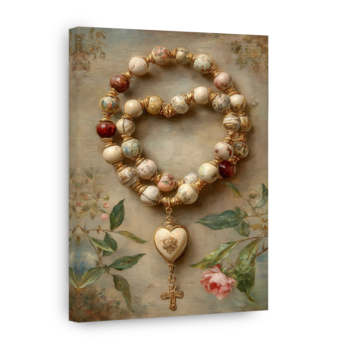 Heart Pendant Rosary Beads Art