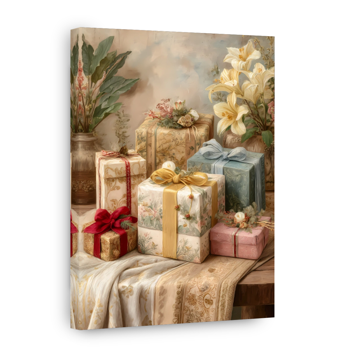Festive Gift Boxes with Floral Accents