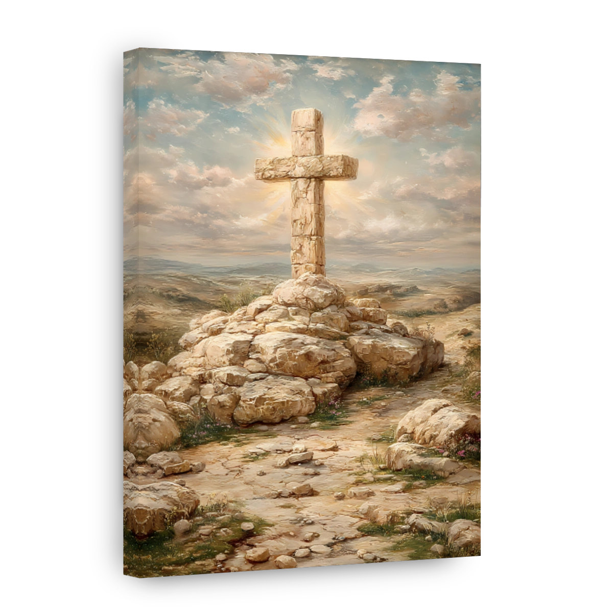 Stone Cross in a Desert Landscape