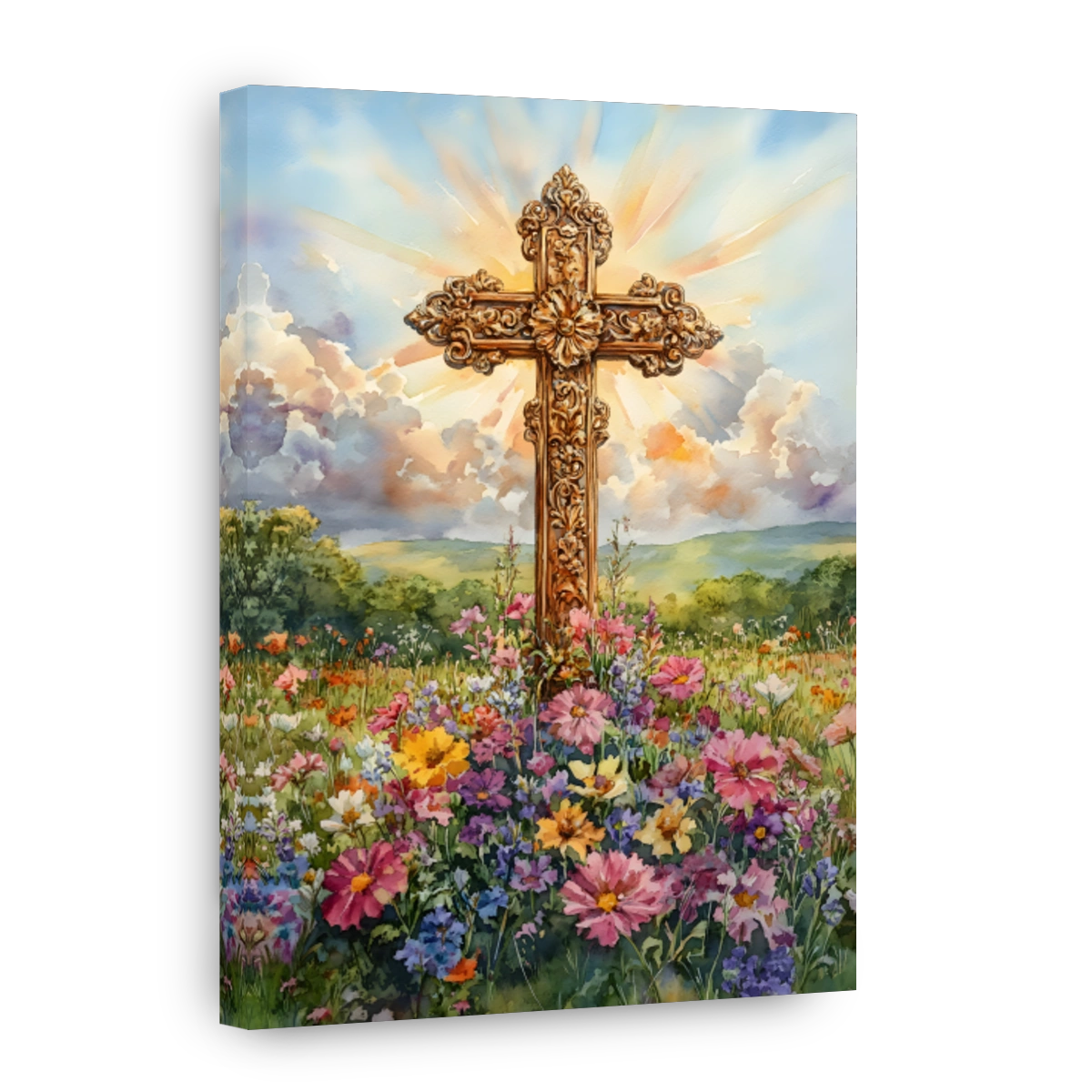 Ornate Cross in a Field of Flowers
