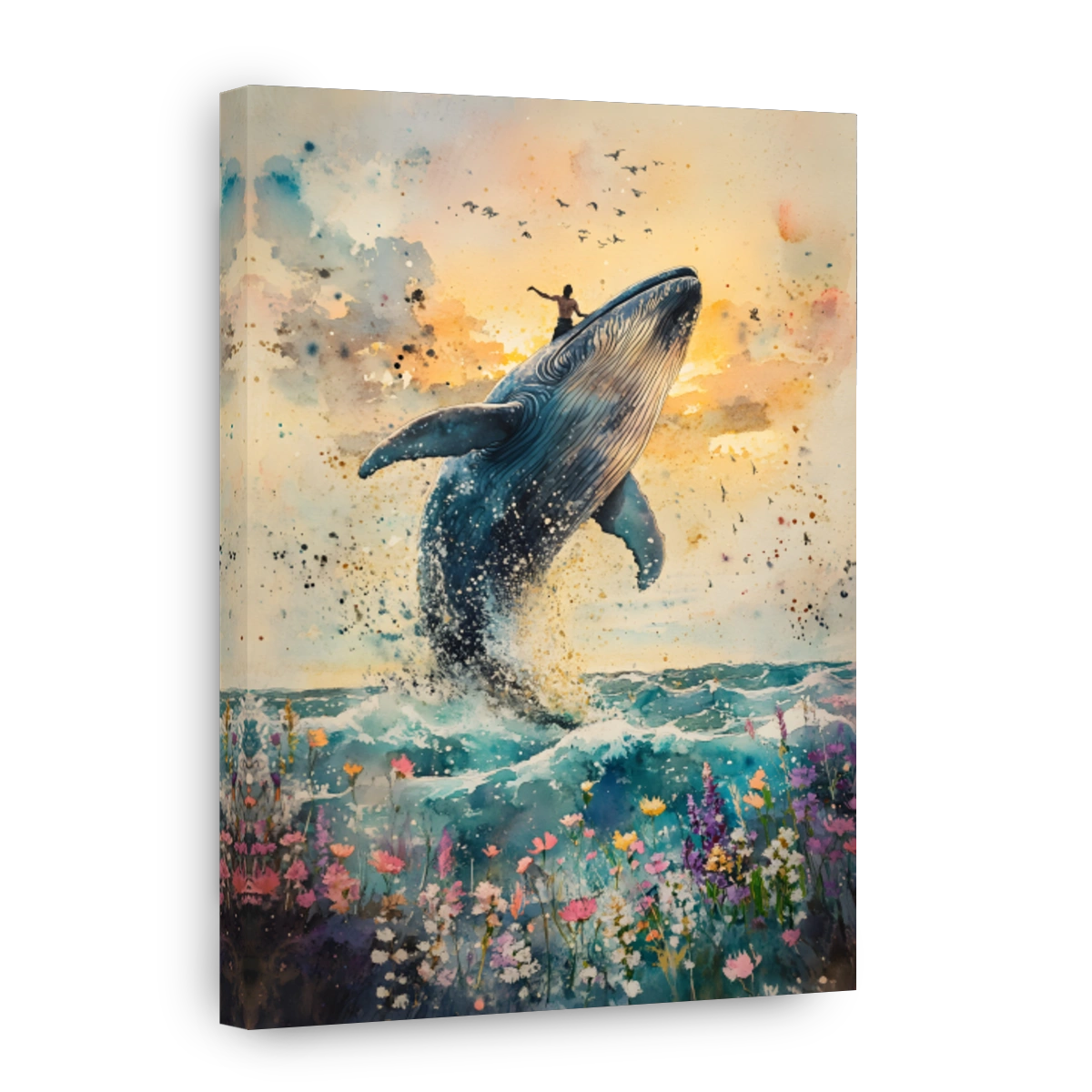 Whimsical Whale Watercolour Art